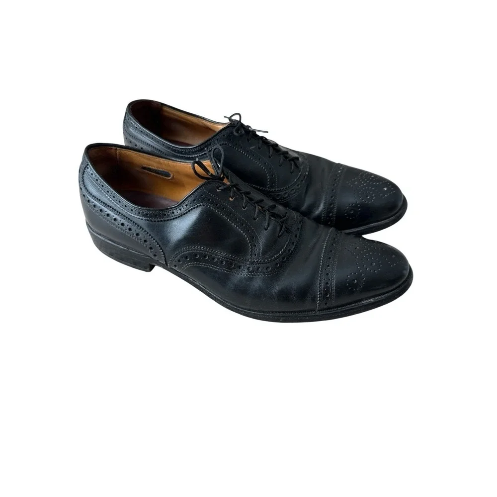 Allen Edmonds Strand Dress Shoes Mens 10.5 B Black Leather Cap‎ Toe Lace Up